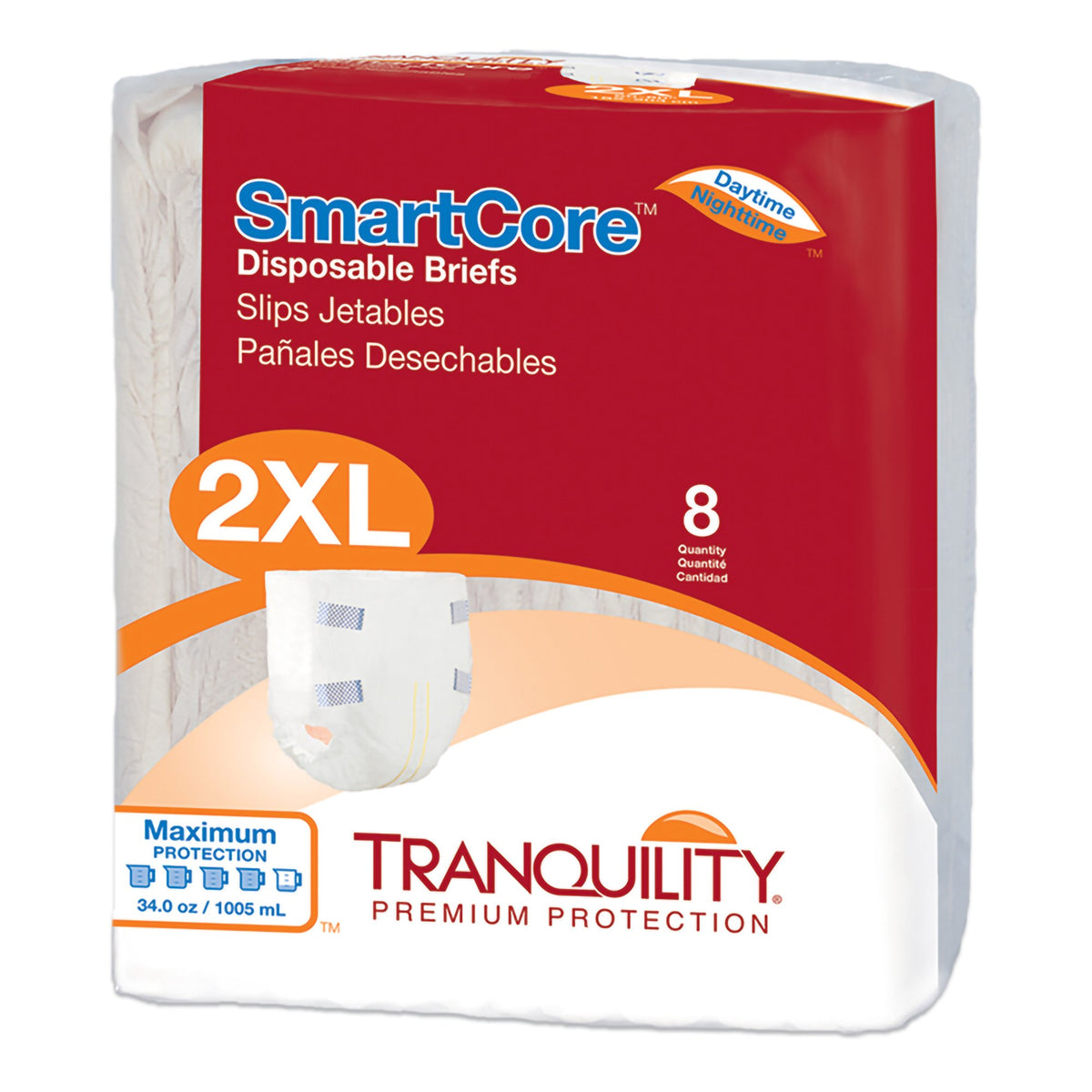 Tranquility SmartCore Maximum Protection Incontinence Brief, Extra Extra Large-Unisex Adult Incontinence Brief Tranquility SmartCore 2X-Large Disposable Heavy Absorbency