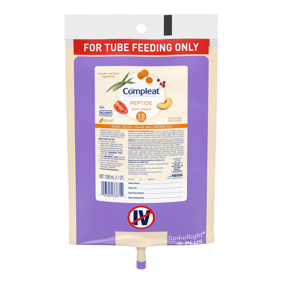Compleat® Peptide Plant-Based 1.5 Tube Feeding Formula, 1000 mL - Nutritionals and Feeding Supplies>Nutritionals>Oral Supp...