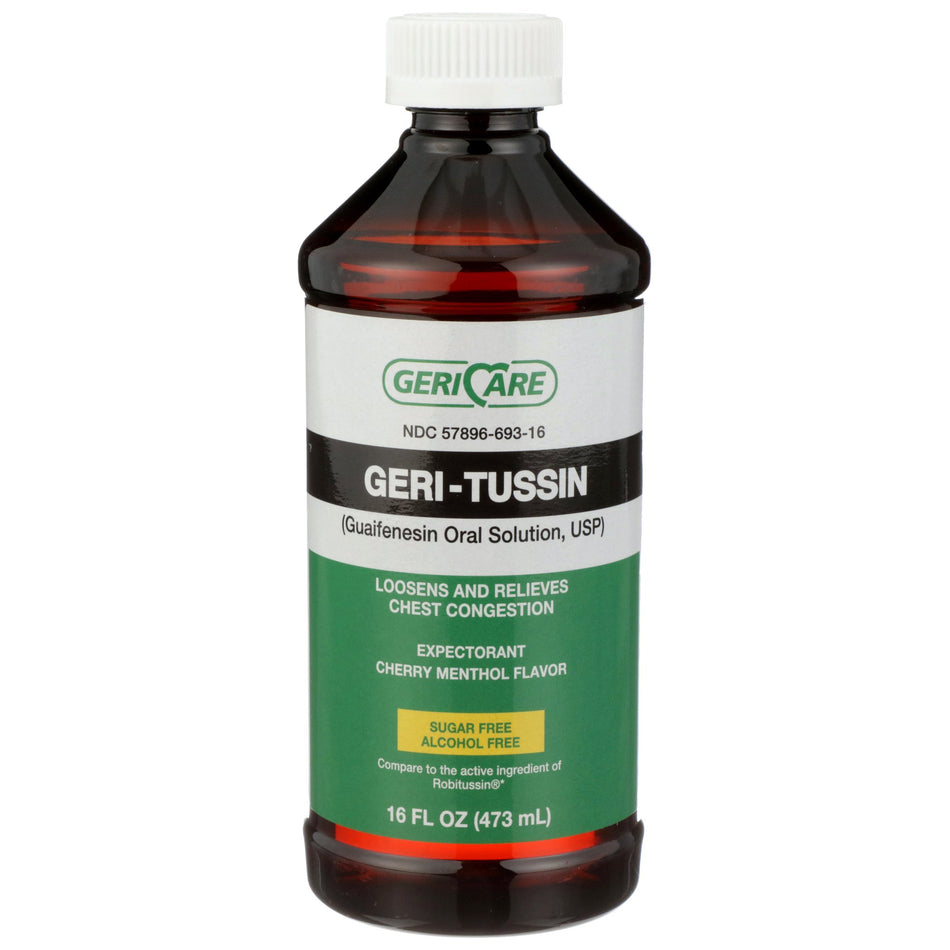 Geri-Care Guaifenesin Cold and Cough Relief, 16-ounce Bottle-Cold and Cough Relief Geri-Care 100 mg / 5 mL Strength Liquid 16 oz.