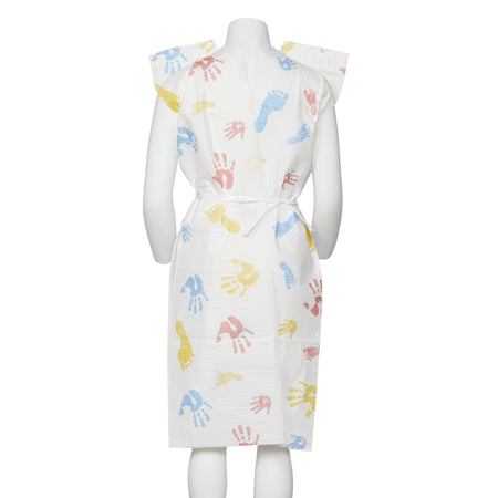 Graham Medical Tiny Tracks Print Pediatric Exam Gown-Patient Exam Gown Child Size Kid Design (Hand and Foot Print) Disposable