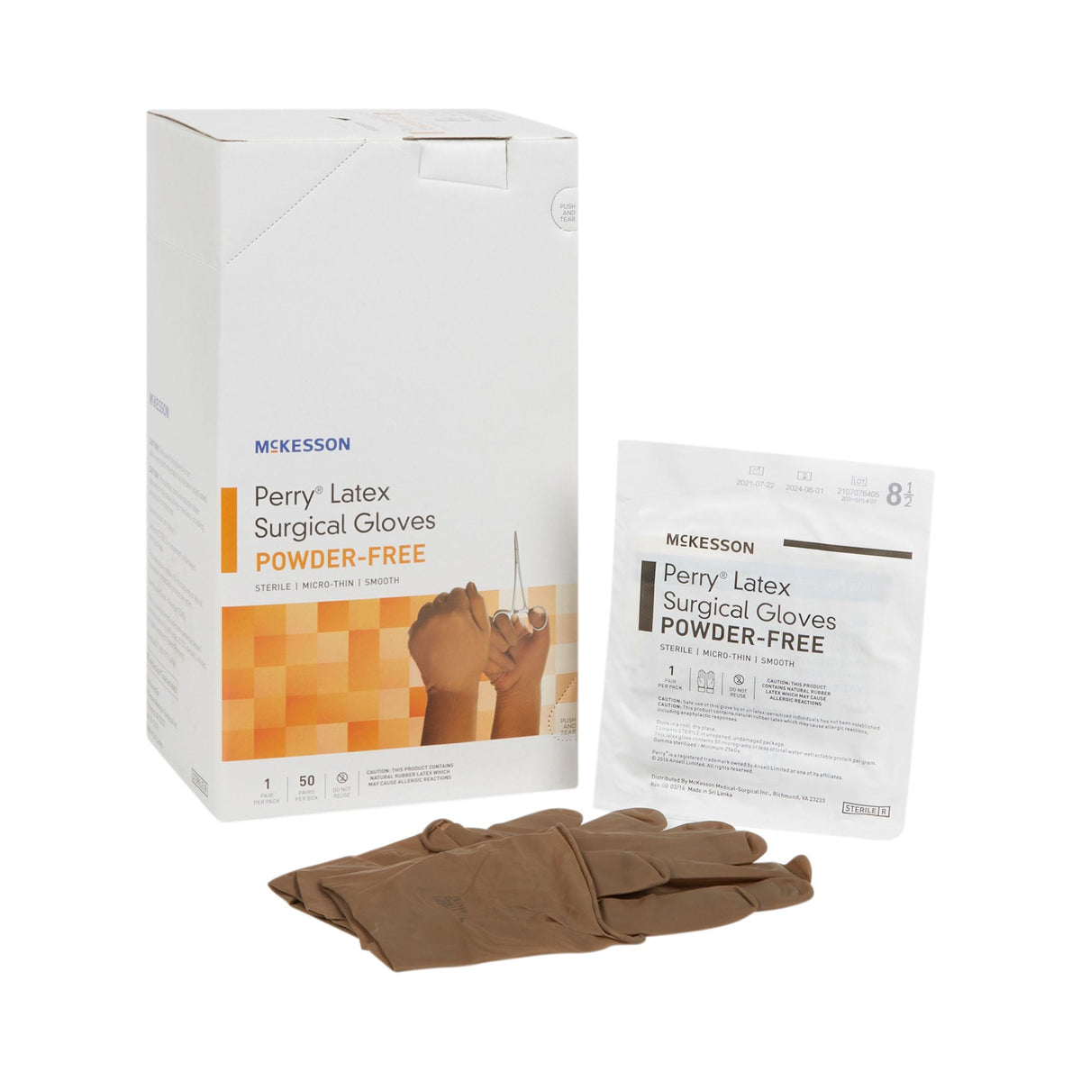 McKesson Perry® Latex Surgical Glove, Size 8.5, Brown - Gloves>Surgical Gloves - McKesson Brand