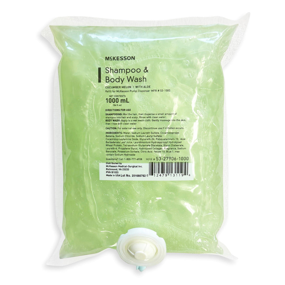 McKesson Shampoo and Body Wash Dispenser Refill Bag 1000 mL, Cucumber Melon - Personal Hygiene>Hair Care>Shampoos - McKess...