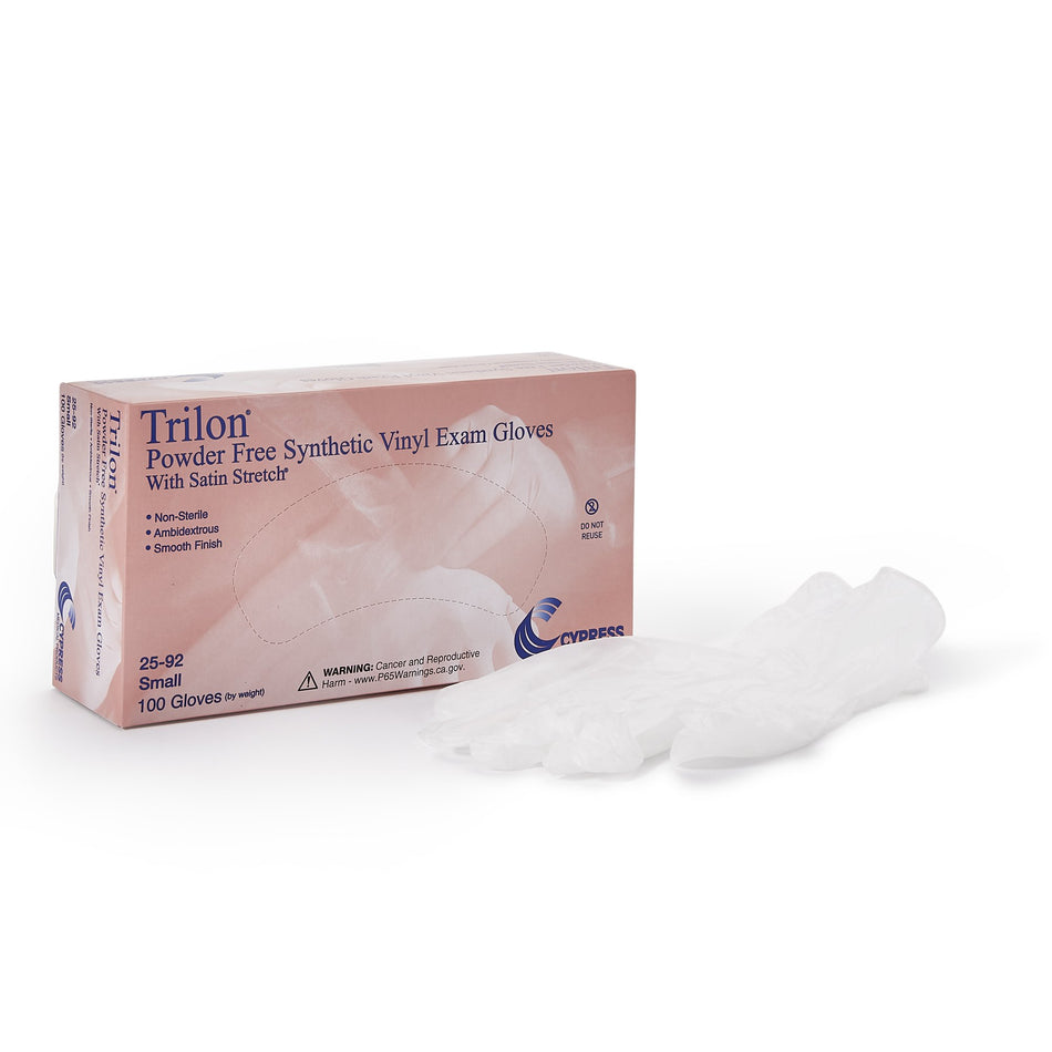 Trilon Vinyl Exam Glove, Small, Clear-Exam Glove Trilon Small NonSterile Vinyl Standard Cuff Length Smooth Clear Not Rated WITH PROP. 65 WARNING