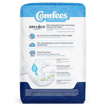 Attends Comfees Premium Baby Diapers, Unisex, Tab Closure, Size 2-Unisex Baby Diaper Comfees Size 2 Disposable Moderate Absorbency