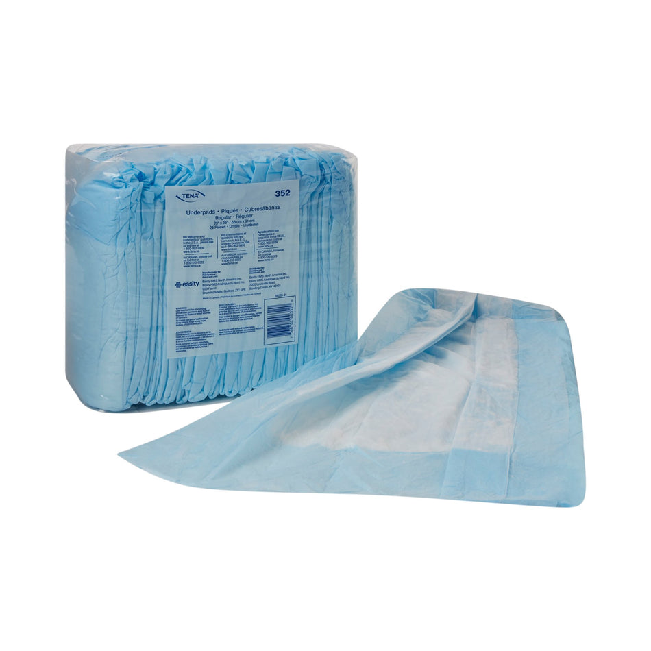 TENA Regular Underpads, Light Absorbency, Blue, Disposable, Latex-Free, 23 X 36 Inch-Disposable Underpad TENA Regular 23 X 36 Inch Fluff Light Absorbency