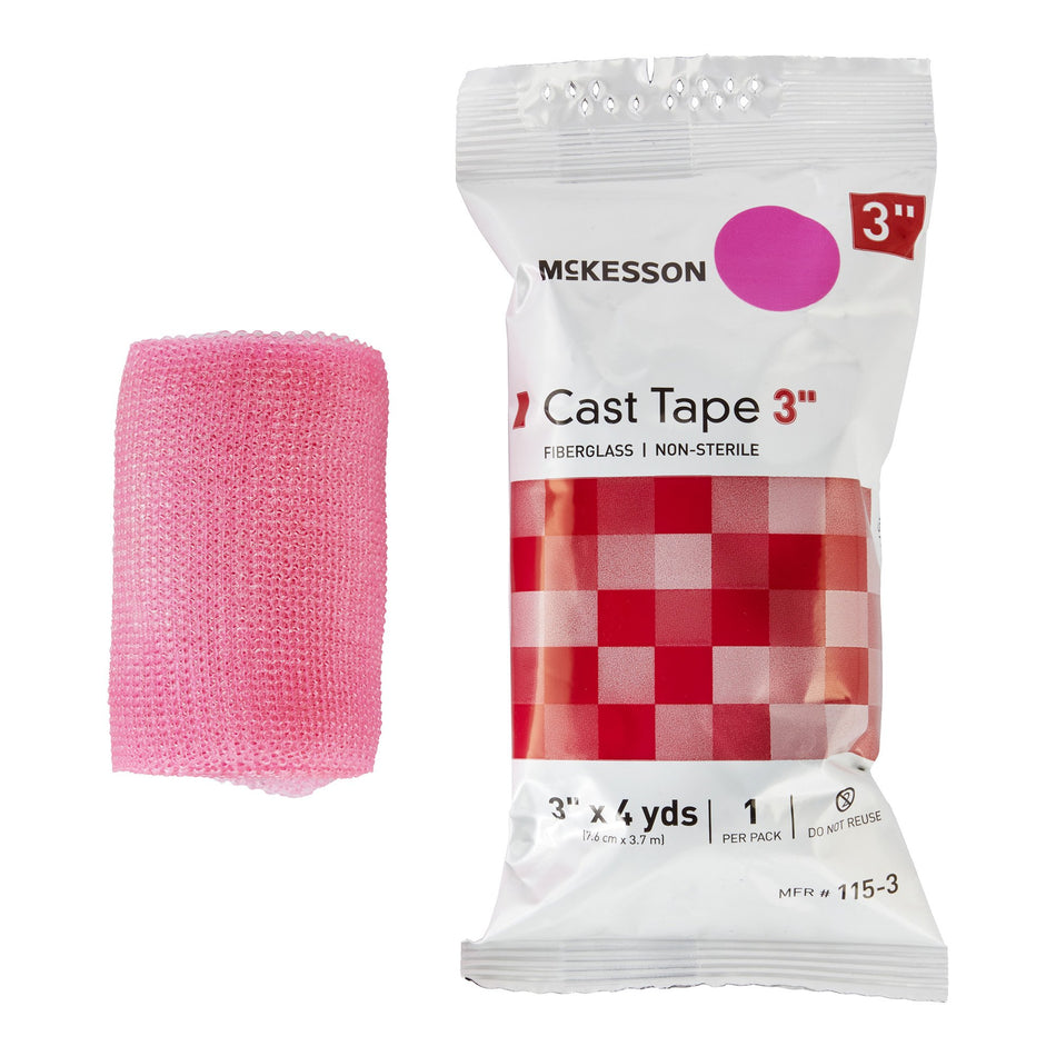 McKesson Pink Cast Tape, 3 Inch x 4 Yard-Cast Tape McKesson 3 Inch X 12 Foot Fiberglass Pink