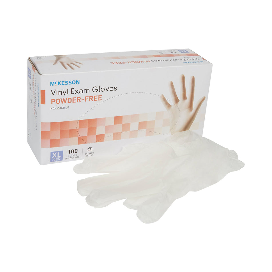 McKesson Vinyl Exam Glove, Extra Large, Clear-Exam Glove McKesson X-Large NonSterile Vinyl Standard Cuff Length Smooth Clear Not Rated