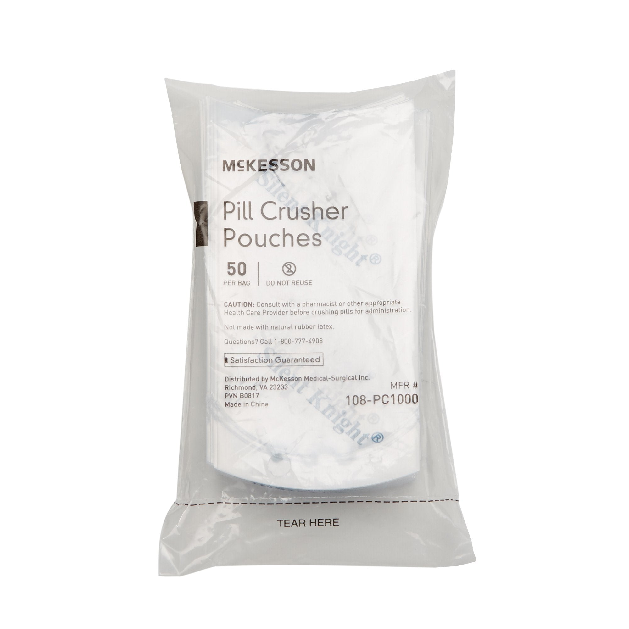 McKesson Pill Crusher Pouch-"Pill Crusher Pouch McKesson Silent Knight 2 X 4-1/2 Inch, Clear, Plastic"