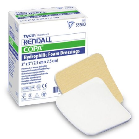Kendall� Adhesive without Border Foam Dressing, 3 x 3 Inch-Foam Dressing Kendall� 3 X 3 Inch Without Border Without Film Backing Nonadhesive Square Sterile