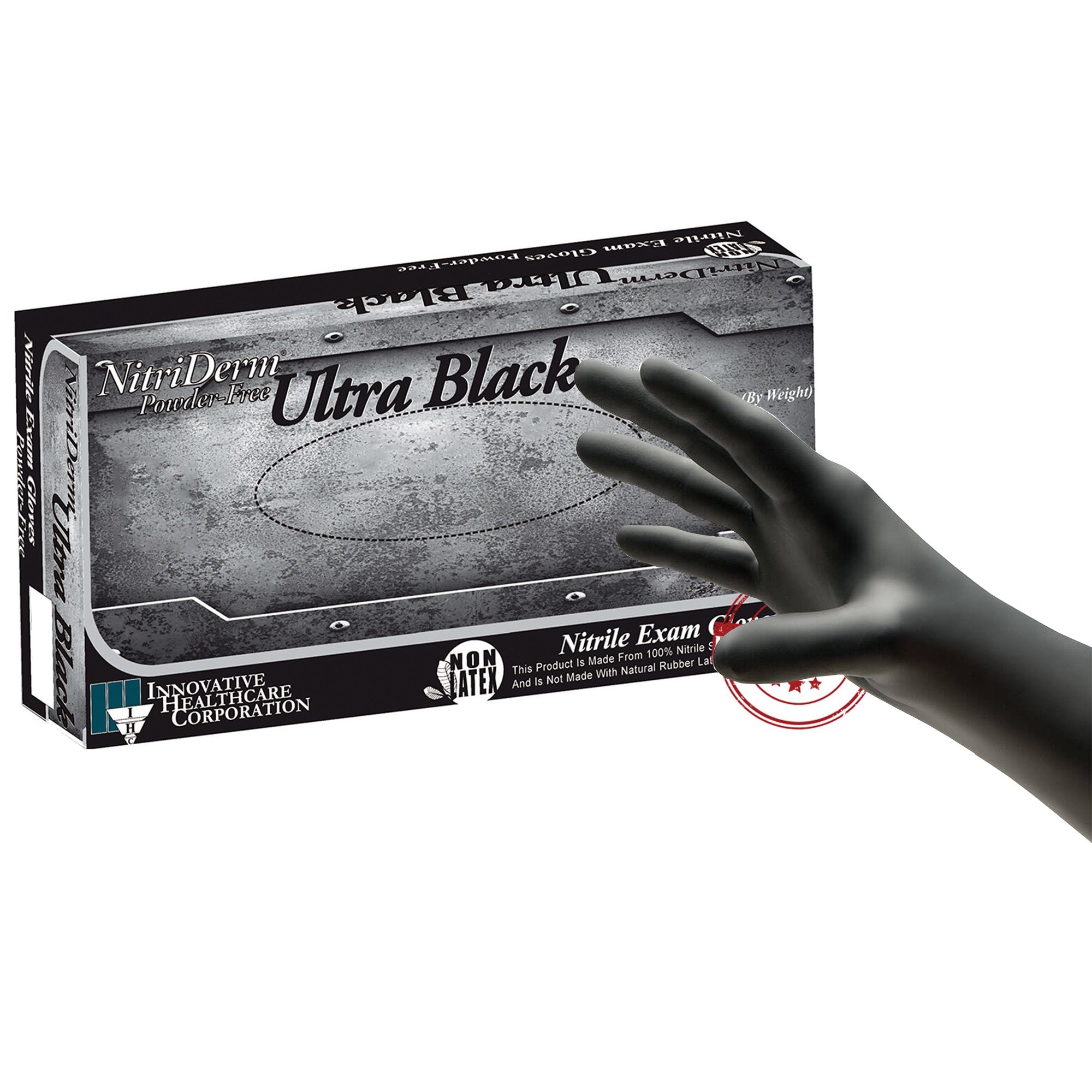 NitriDerm Ultra Black Nitrile Exam Glove, Medium, Black-Exam Glove NitriDerm Ultra Black Medium NonSterile Nitrile Standard Cuff Length Textured Fingertips Black Chemo Tested / Fentanyl Tested