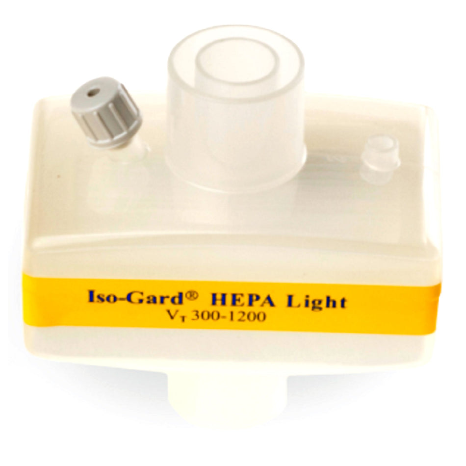 ISO-Gard HEPA Light Filter-Heat and Moisture Exchanger with Filter Gibeck ISO-Gard 33.81 mg H2O / L Vt = 0.5 L 2.3 cm H2O @ 60 LPM