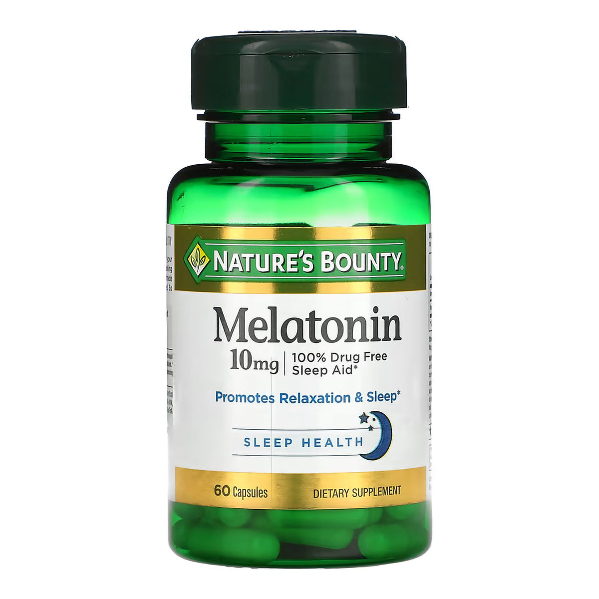 Nature's Bounty Melatonin 10 mg Capsules-Natural Sleep Aid Nature's Bounty 60 per Bottle Capsule 10 mg Strength