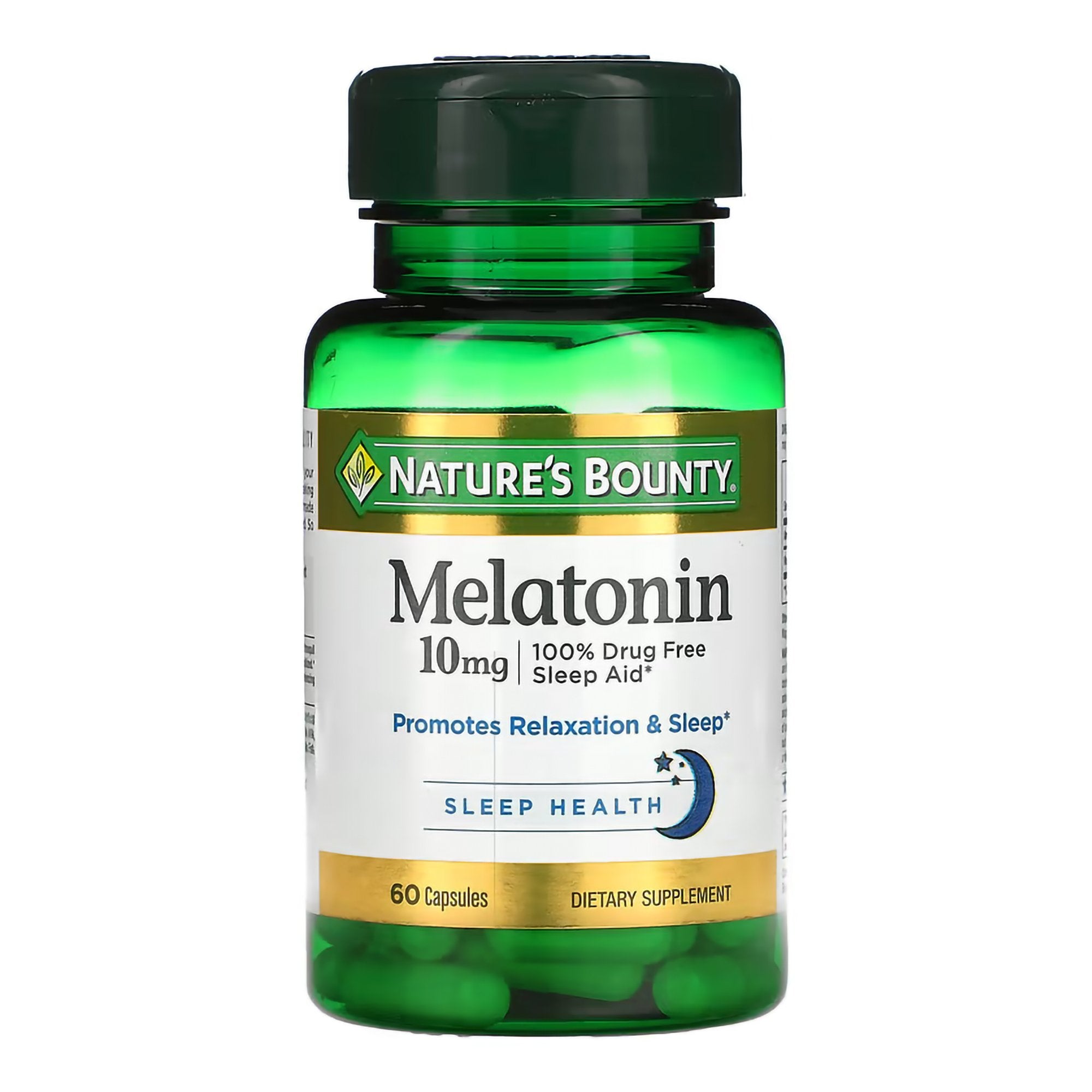 Nature's Bounty Melatonin 10 mg Capsules-Natural Sleep Aid Nature's Bounty 60 per Bottle Capsule 10 mg Strength