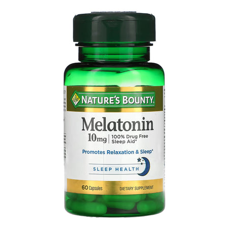 Nature's Bounty Melatonin 10 mg Capsules-Natural Sleep Aid Nature's Bounty 60 per Bottle Capsule 10 mg Strength