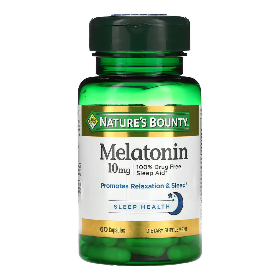 Nature's Bounty Melatonin 10 mg Capsules-Natural Sleep Aid Nature's Bounty 60 per Bottle Capsule 10 mg Strength