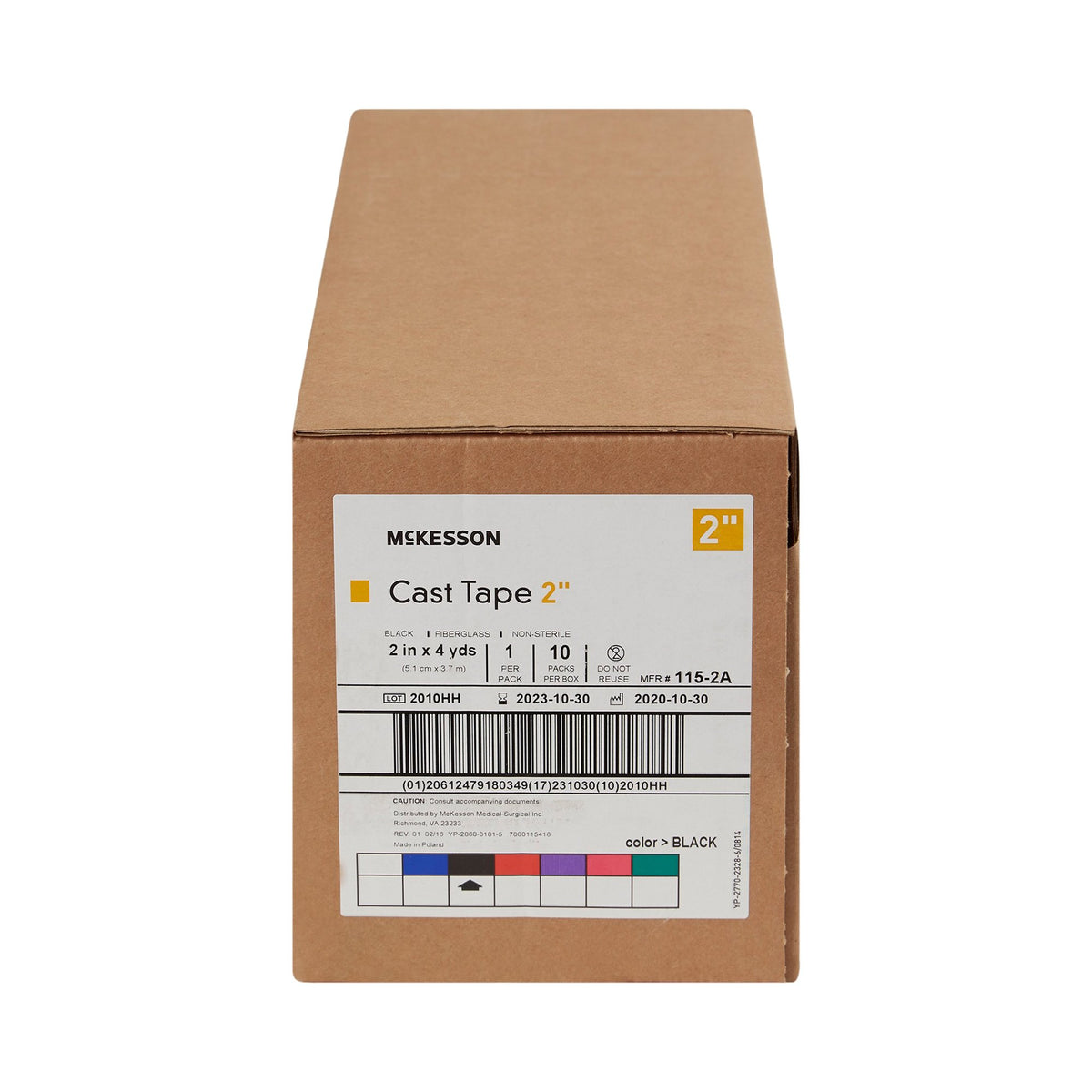 McKesson Black Cast Tape, 2 Inch x 4 Yard-Cast Tape McKesson 2 Inch X 12 Foot Fiberglass Black