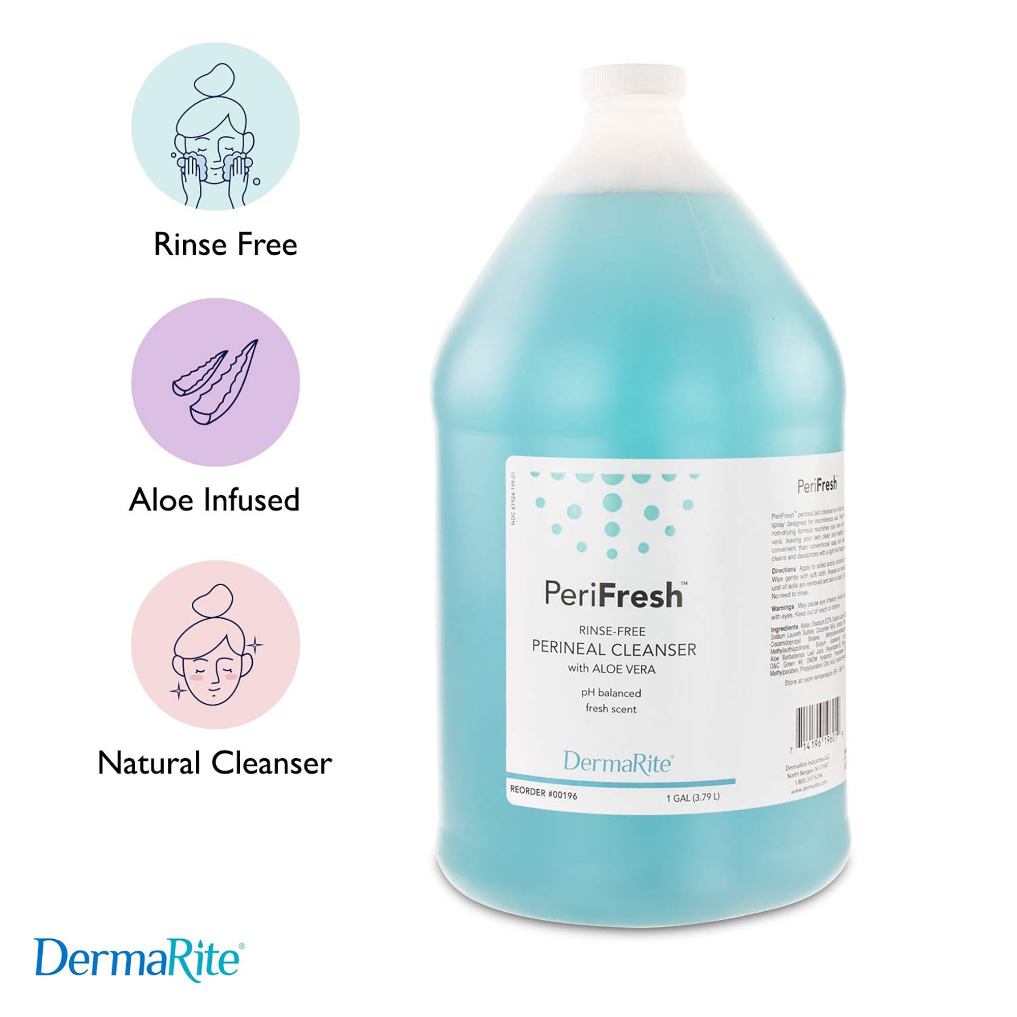 PeriFresh Aloe Fruit Scent No-Rinse Perineal Wash, 1 gallon Jug-Rinse-Free Perineal Wash PeriFresh Liquid 1 gal. Jug Scented