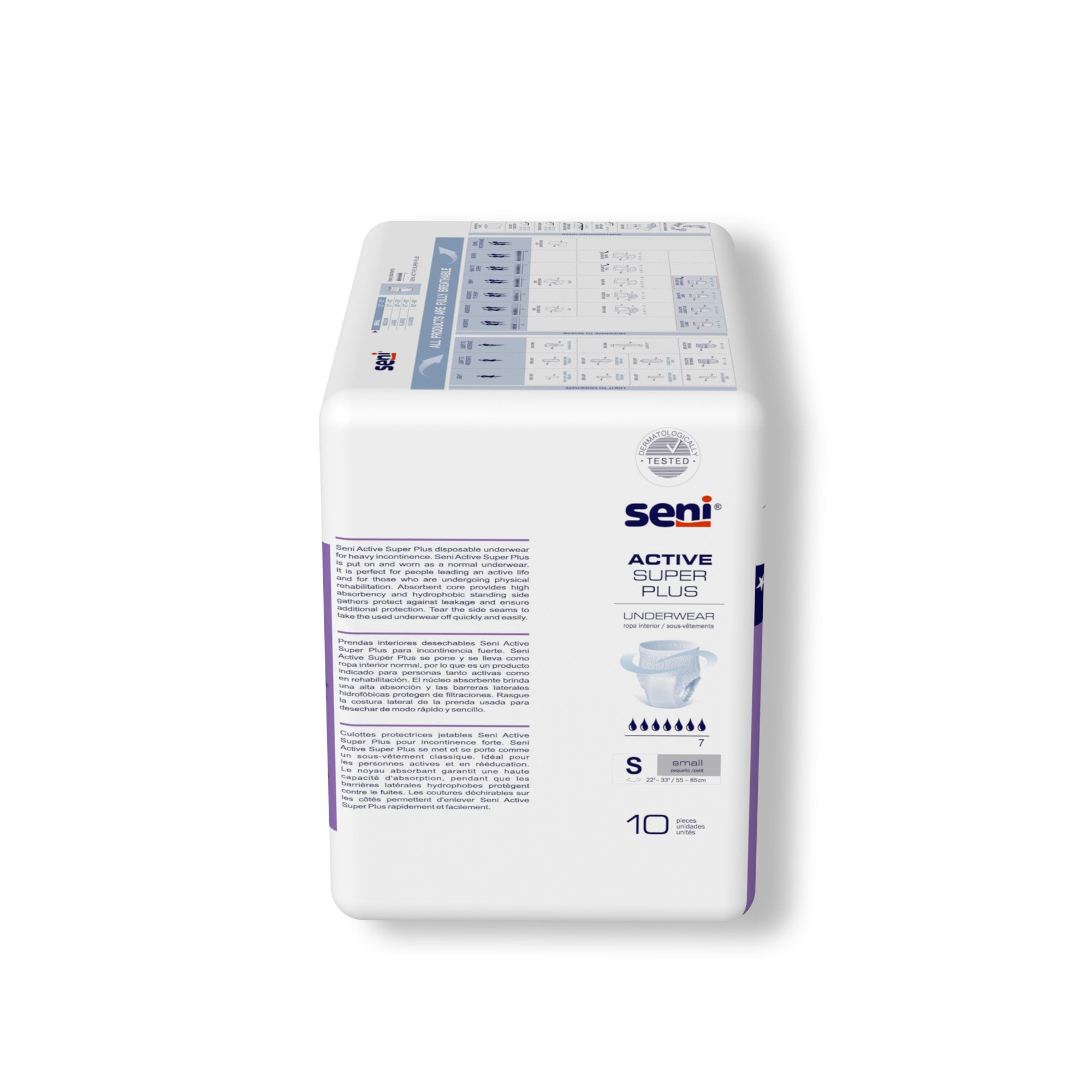 Seni Active Super Plus Overnight Heavy Absorbent Underwear, Small-Unisex Adult Absorbent Underwear Seni Active Super Plus Pull On with Tear Away Seams Small Disposable Heavy Absorbency