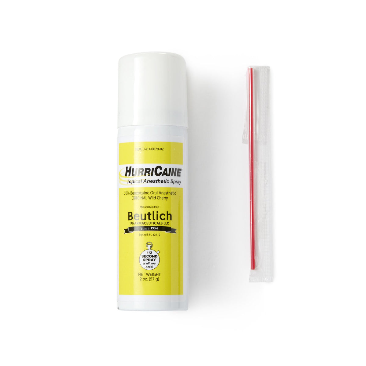 HurriCaine Benzocaine Oral Pain Relief, 2-ounce Spray Can-Oral Pain Relief HurriCaine 20% Strength Benzocaine Oral Spray 2 oz.