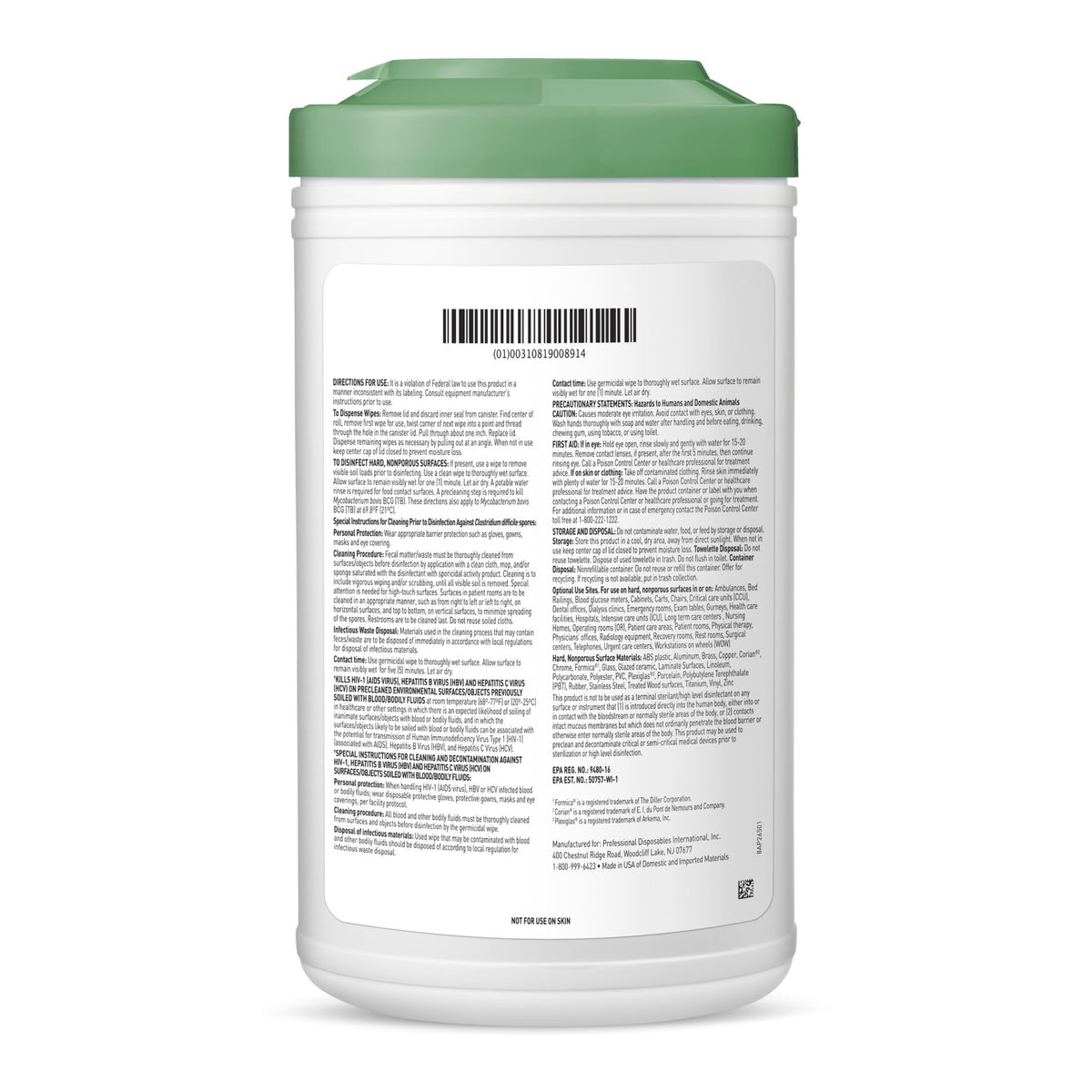 Sani-HyPerCide Extra Large Germicidal Disinfectant Wipes, Canister, 65 ct.-Sani-HyPerCide Surface Disinfectant Cleaner Premoistened Germicidal Manual Pull Wipe 65 Count Canister Vinegar Scent NonSterile