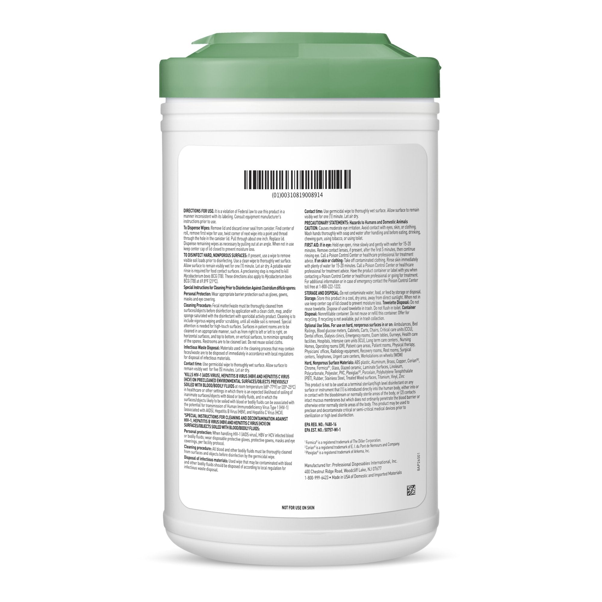Sani-HyPerCide Extra Large Germicidal Disinfectant Wipes, Canister, 65 ct.-Sani-HyPerCide Surface Disinfectant Cleaner Premoistened Germicidal Manual Pull Wipe 65 Count Canister Vinegar Scent NonSterile