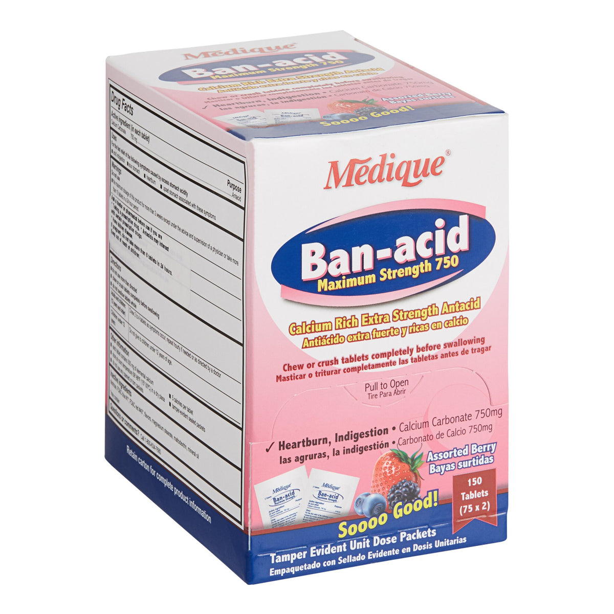 Ban-Acid Calcium Carbonate Antacid-Antacid Ban-Acid 750 mg Strength Chewable Tablet 150 per Box