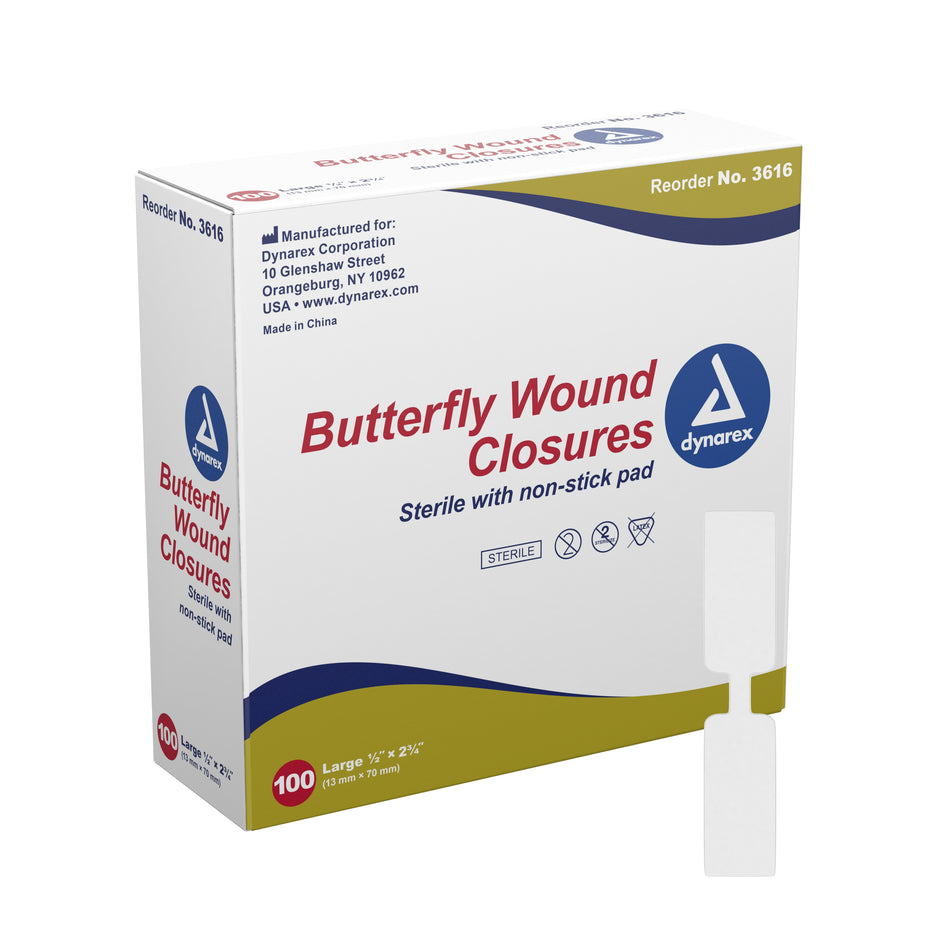 Skin Closure Strip Secure Strip™ 1/2 X 2-3/4 Inch Plastic Butterfly Closure White