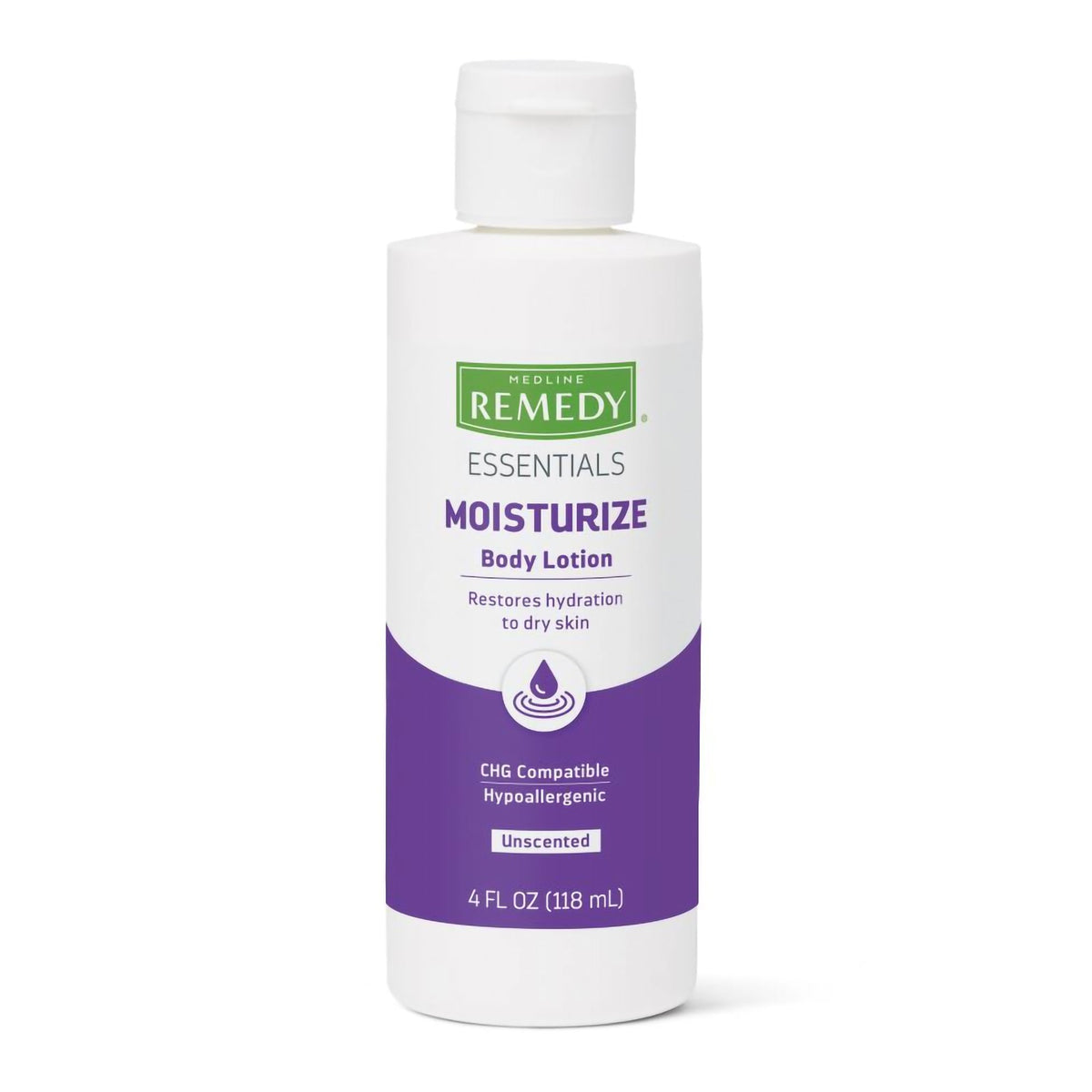 Hand and Body Moisturizer Remedy Essentials 4 oz. Bottle Unscented Lotion CHG Compatible