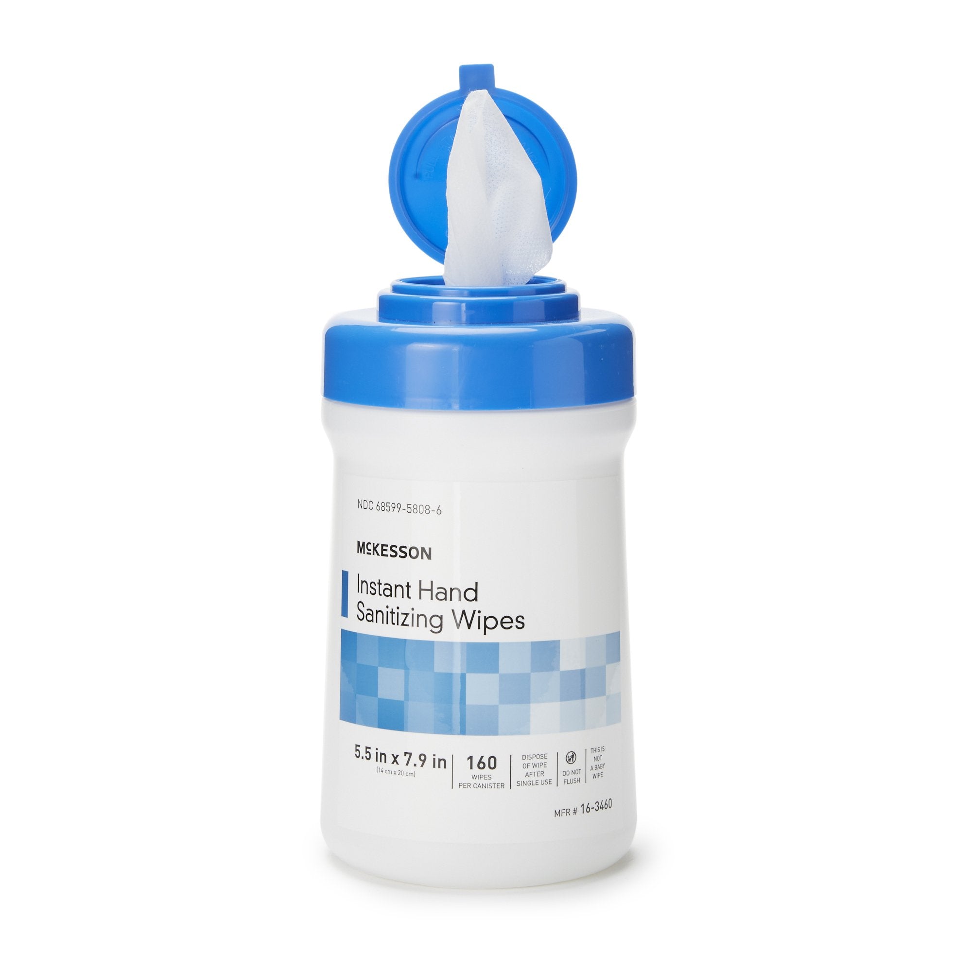 McKesson Instant Hand Sanitizing Wipes-Hand Sanitizing Wipe McKesson 160 Count Ethyl Alcohol Wipe Canister