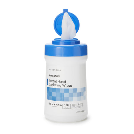 McKesson Instant Hand Sanitizing Wipes-Hand Sanitizing Wipe McKesson 160 Count Ethyl Alcohol Wipe Canister