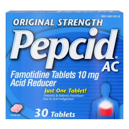 Pepcid AC Tablets Original Strength-Antacid Pepcid AC 10 mg Strength Tablet 30 per Box