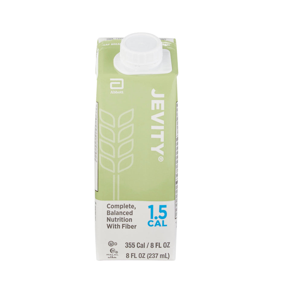 Jevity® 1.5 Cal Complete, Balanced Nutrition with Fiber, 8-ounce carton-Tube Feeding Formula Jevity® 1.5 Cal with Fiber Unflavored Liquid 8 oz. Reclosable Carton