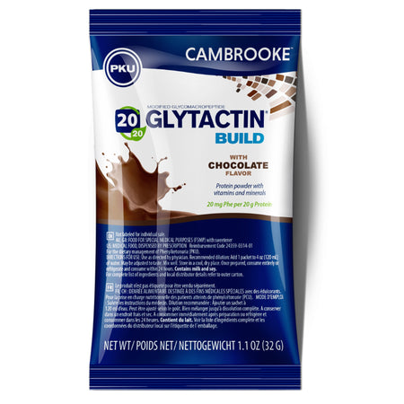 Glytactin Build 20/20 Glycomacropeptide (GMP) Medical Food for the Dietary Management of PKU, Chocolate Flavor-Oral Supplement Glytactin BUILD 20/20 Chocolate Flavor Powder 1.1 oz. Individual Packet