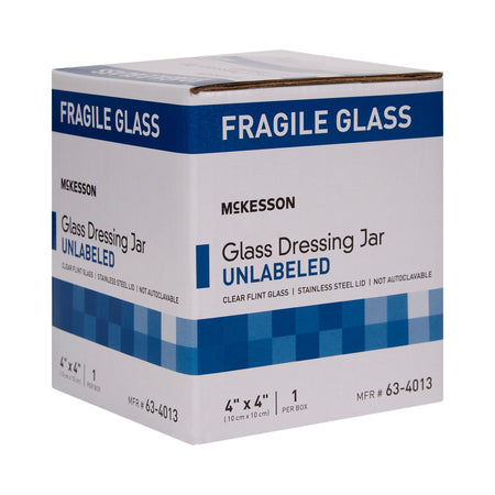 McKesson Glass Unlabeled Sundry Jar, 4 x 4 in-Sundry Jar McKesson 4 X 4 Inch Glass Clear