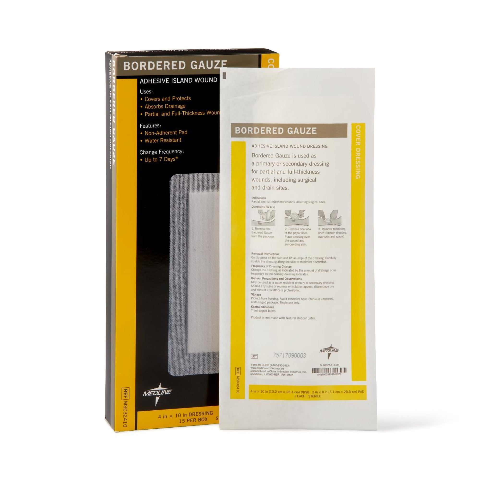 Medline White Island Dressing, 4 x 10 Inch-Island Dressing Medline 4 X 10 Inch Rectangle Sterile Water Resistant Nonwoven Backing