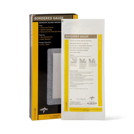 Medline White Island Dressing, 4 x 10 Inch-Island Dressing Medline 4 X 10 Inch Rectangle Sterile Water Resistant Nonwoven Backing