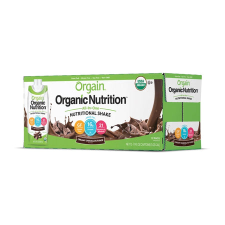 Orgain Organic Nutrition Chocolate Nutritional Shake, 11-ounce carton-Oral Supplement Orgain Organic Nutritional Shake Creamy Chocolate Fudge Flavor Liquid 11 oz. Carton