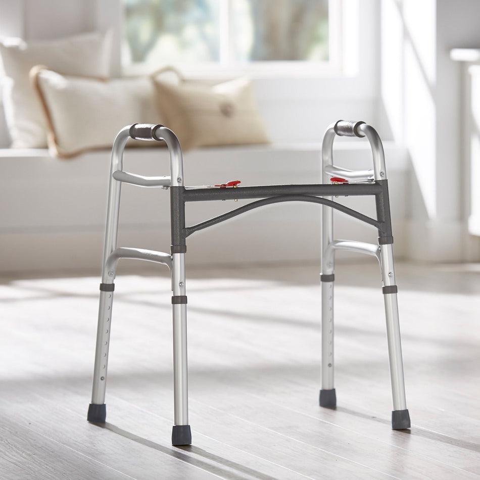 McKesson Junior Aluminum Folding Walker, 25 – 32 Inch Height - Ambulatory Equipment>Mobility>Walkers - McKesson Brand