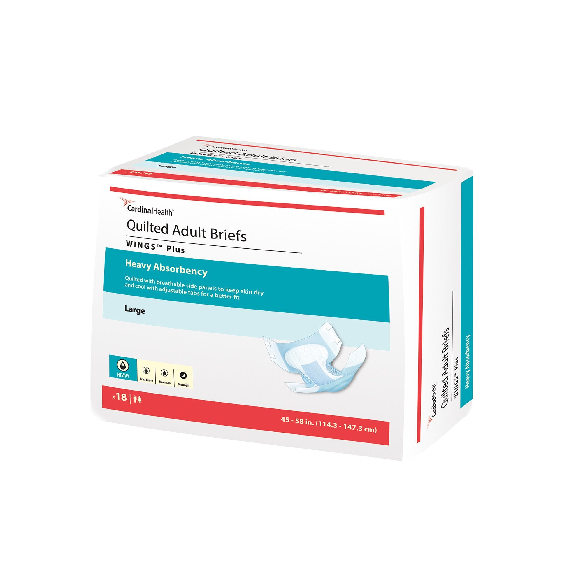 Wings™ Plus Quilted Heavy Absorbency Incontinence Brief, Extra Large - Incontinence>Adult Briefs and Protective Undergarme...