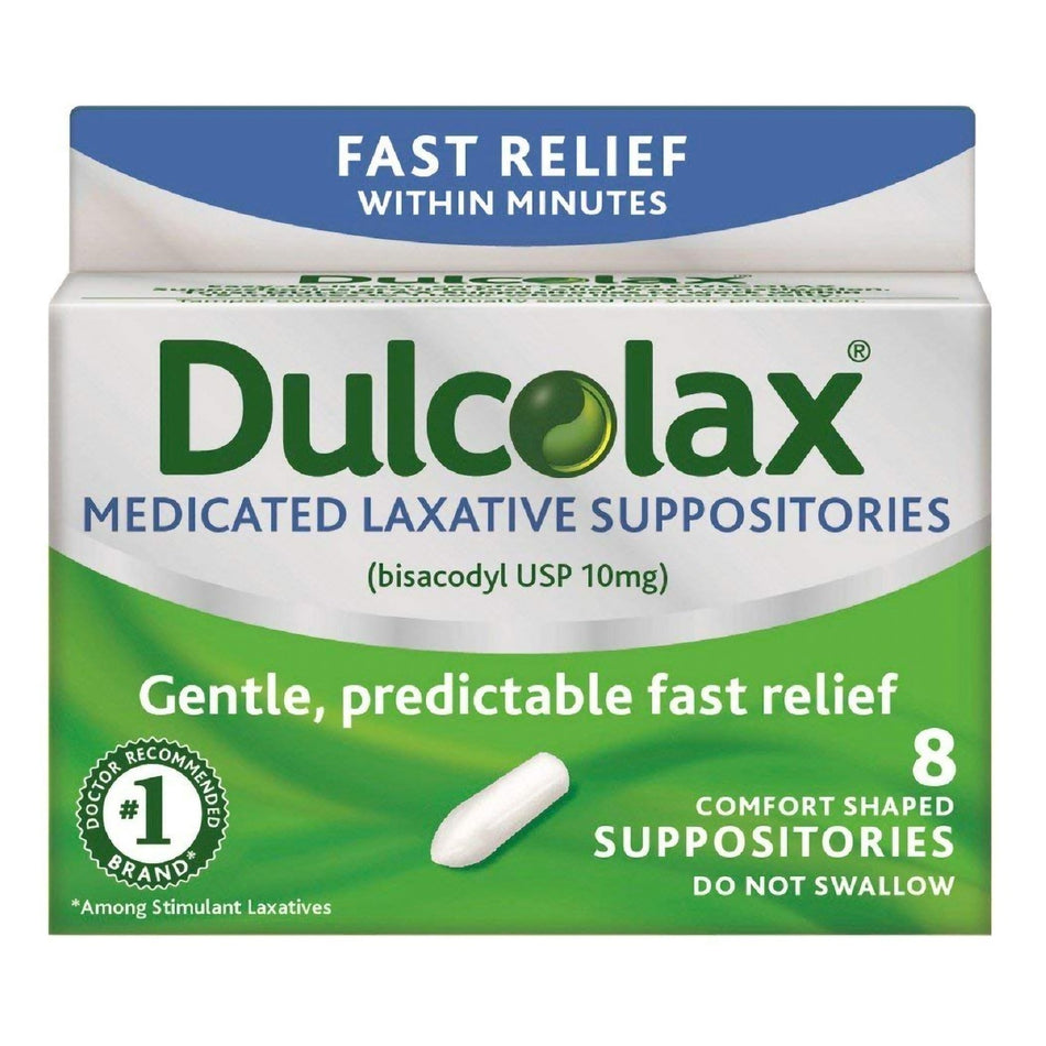 Dulcolax Medicated Laxative Suppositories-Laxative Dulcolax Suppository 8 per Box 10 mg Strength Bisacodyl USP