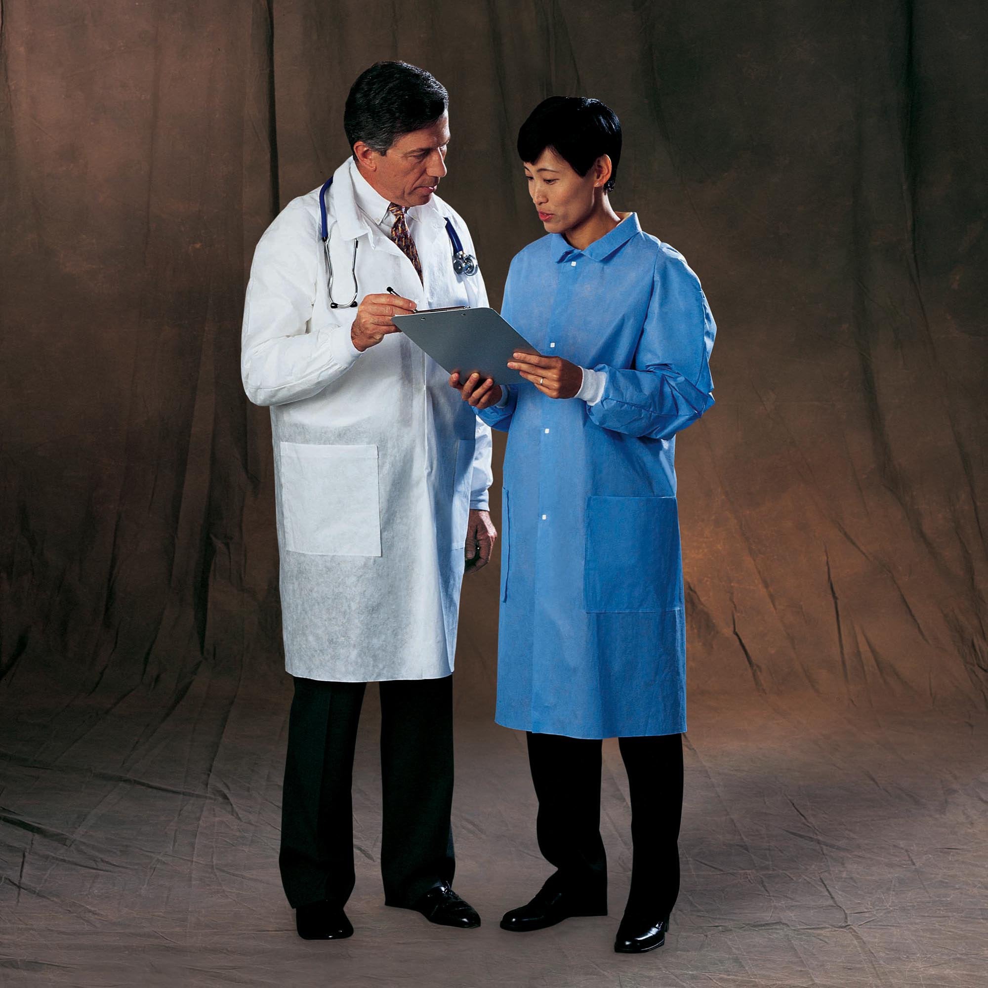 Basic Plus Lab Coat-Lab Coat Basic White X-Large Knee Length 3-Layer SMS Disposable