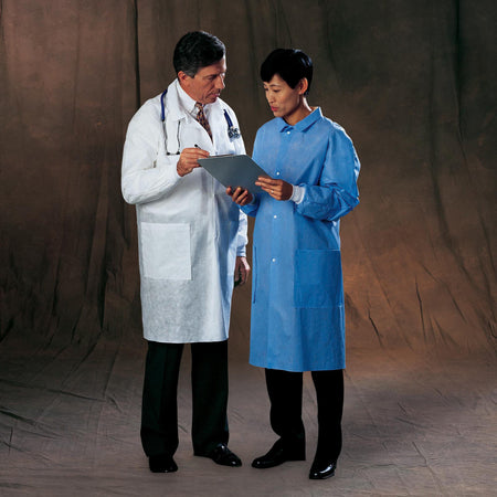 Basic Plus Lab Coat-Lab Coat Basic White X-Large Knee Length 3-Layer SMS Disposable