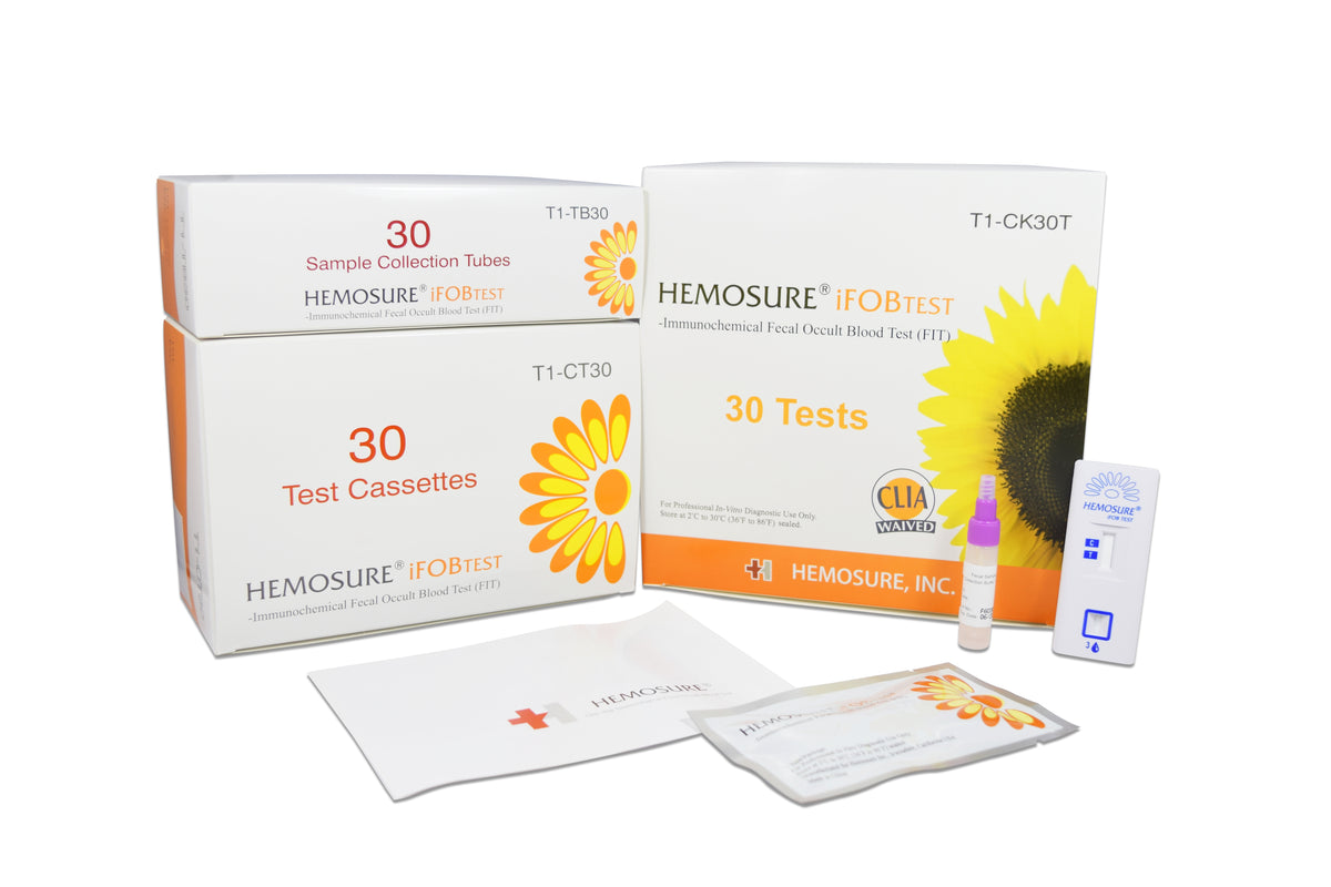 Hemosure Fecal Occult Blood (iFOB or FIT) Colorectal Cancer Screening Test Kit-Cancer Screening Test Kit Hemosure Fecal Occult Blood Test (iFOB or FIT) 30 Tests CLIA Waived