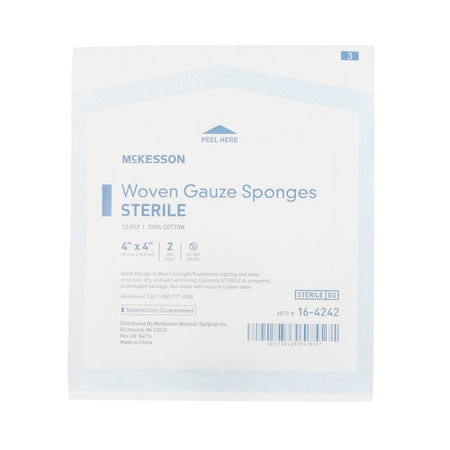 McKesson Sterile Gauze Sponge, 4 x 4 Inch, 12-Ply-Gauze Sponge McKesson 4 X 4 Inch 12-Ply Sterile 2 per Pack