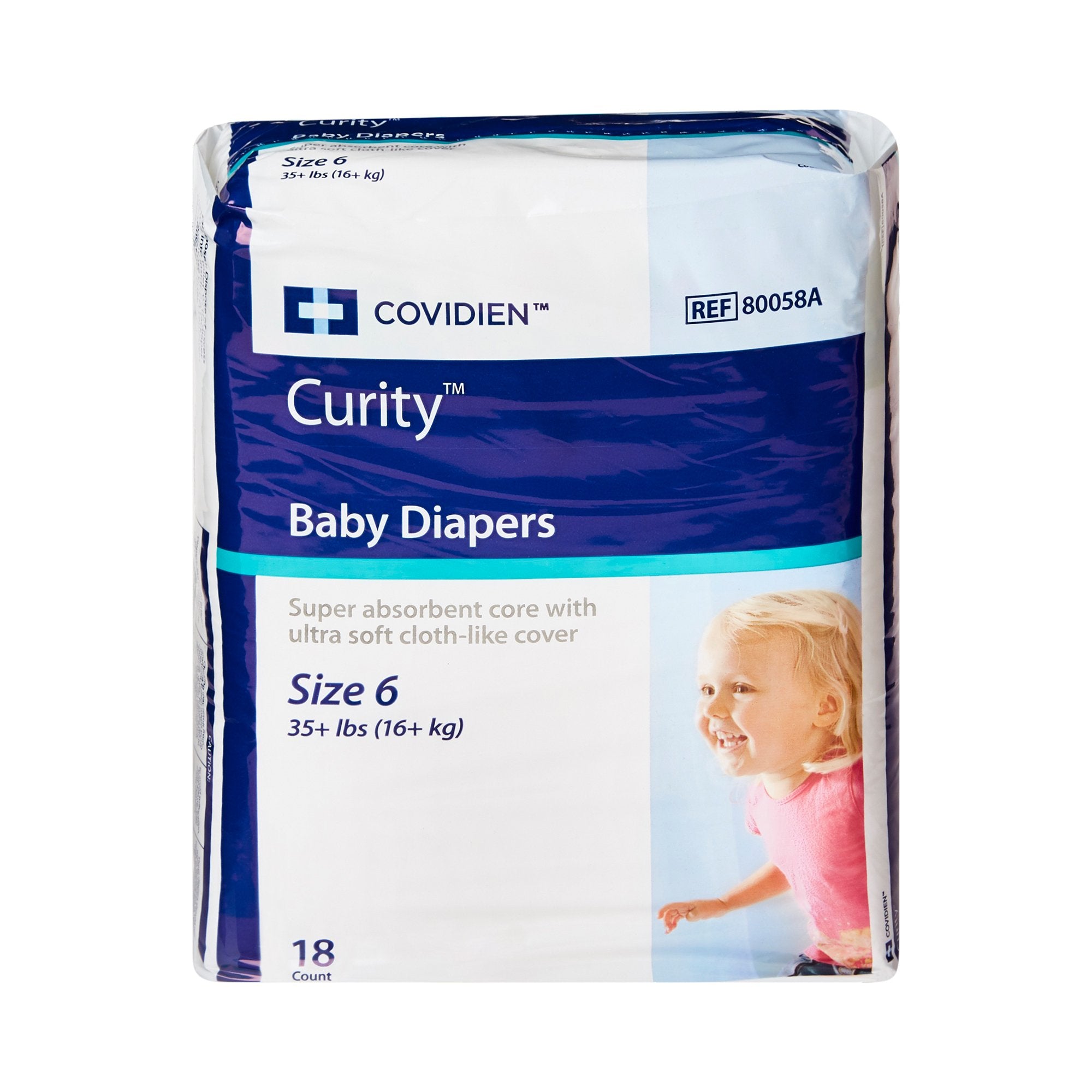 Curity™ Unisex Baby Diapers, Heavy Absorbency, Disposable, Size 6, 35+ lbs - Incontinence>Pediatric Diapers and Training P...