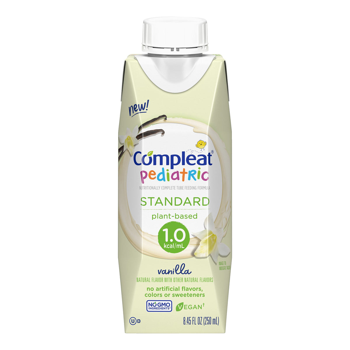Compleat Pediatric Standard Plant-Based 1.0 Cal Nutritionally Complete Tube Feeding Formula, Vanilla, 8.45-ounce carton-Pediatric Oral Supplement Compleat Pediatric Standard 1.0 Cal Vanilla Flavor 8.45 oz. Carton Liquid Plant Based Food Allergies