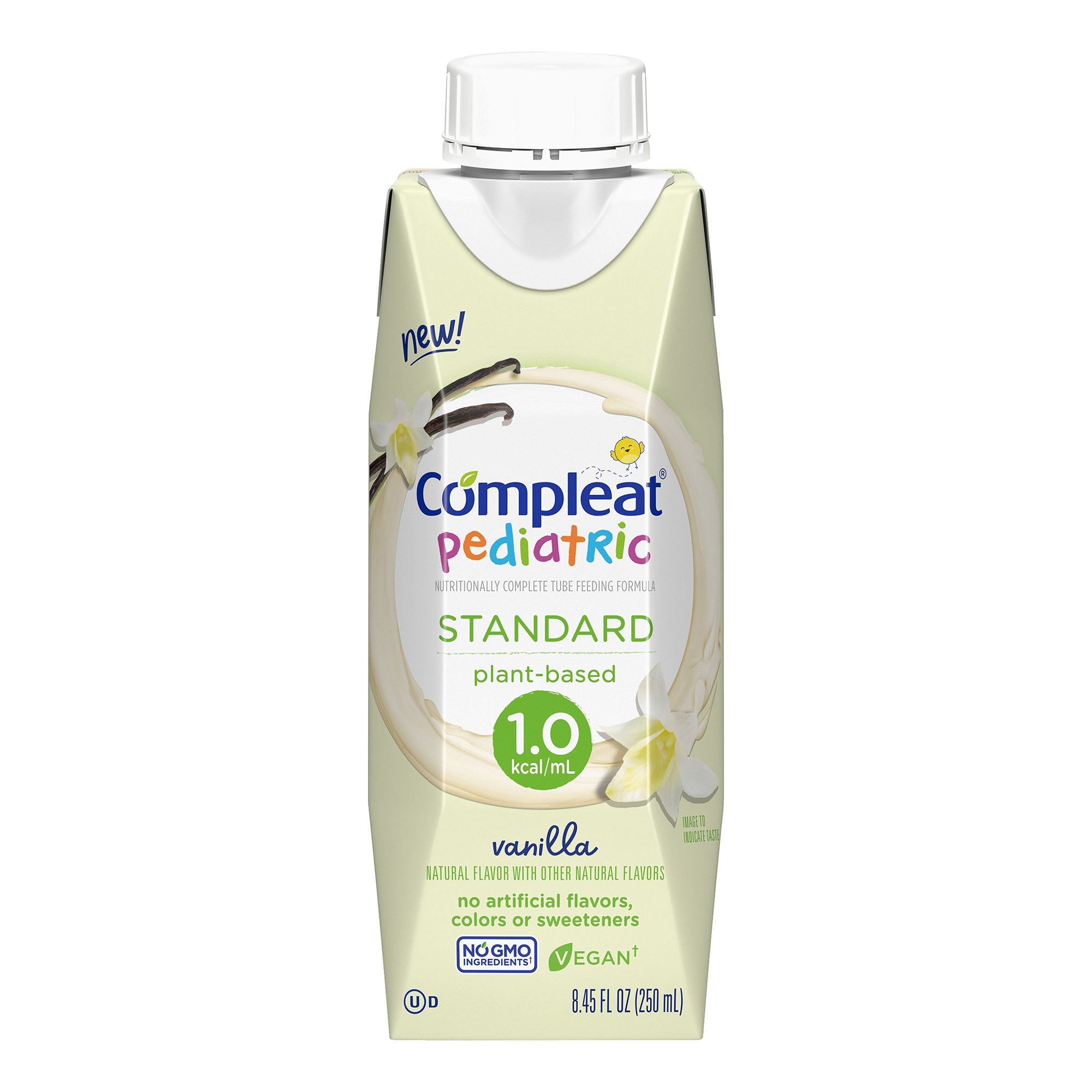 Compleat Pediatric Standard Plant-Based 1.0 Cal Nutritionally Complete Tube Feeding Formula, Vanilla, 8.45-ounce carton-Pediatric Oral Supplement Compleat Pediatric Standard 1.0 Cal Vanilla Flavor 8.45 oz. Carton Liquid Plant Based Food Allergies