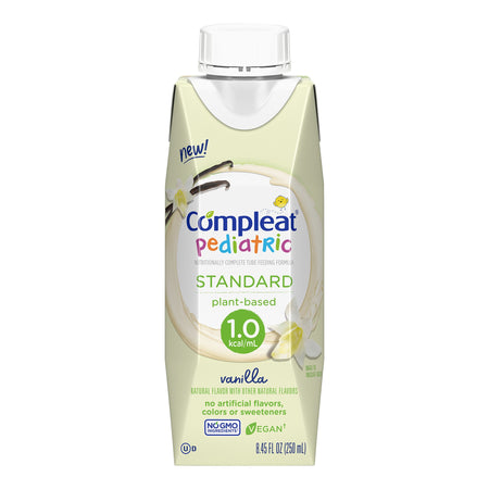 Compleat Pediatric Standard Plant-Based 1.0 Cal Nutritionally Complete Tube Feeding Formula, Vanilla, 8.45-ounce carton-Pediatric Oral Supplement Compleat Pediatric Standard 1.0 Cal Vanilla Flavor 8.45 oz. Carton Liquid Plant Based Food Allergies