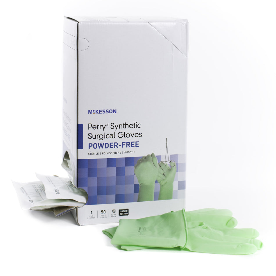 McKesson Perry Performance Plus Polyisoprene Surgical Glove, Size 7, Green-Surgical Glove McKesson Perry Performance Plus Size 7 Sterile Polyisoprene Standard Cuff Length Smooth Green Chemo Tested