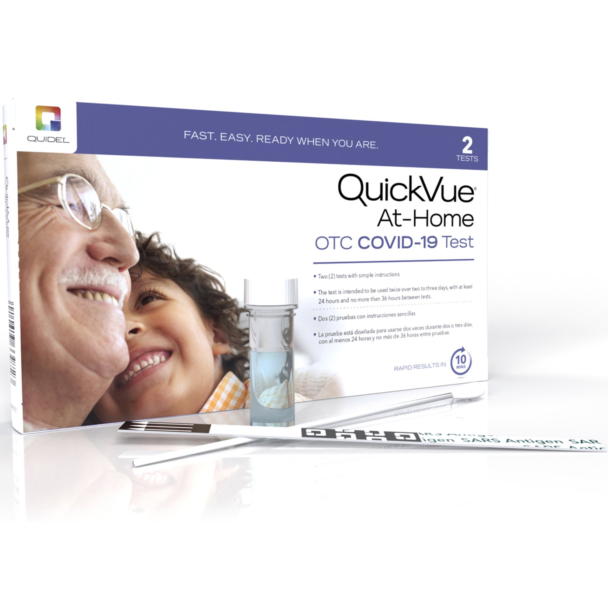 QuickVue At-Home OTC COVID-19 Respiratory Test Kit-Respiratory Test Kit QuickVue At-Home OTC COVID-19 Test 2 Tests CLIA Waived